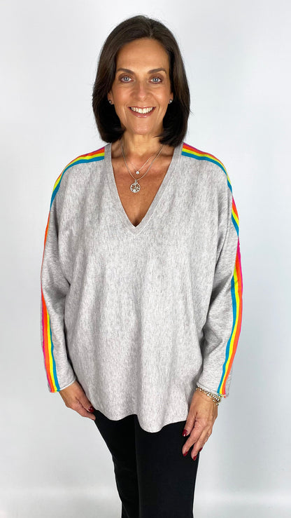 Neon stripe v-neck jumper | 5 Colours
