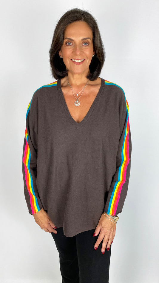 Neon stripe v-neck jumper | 5 Colours