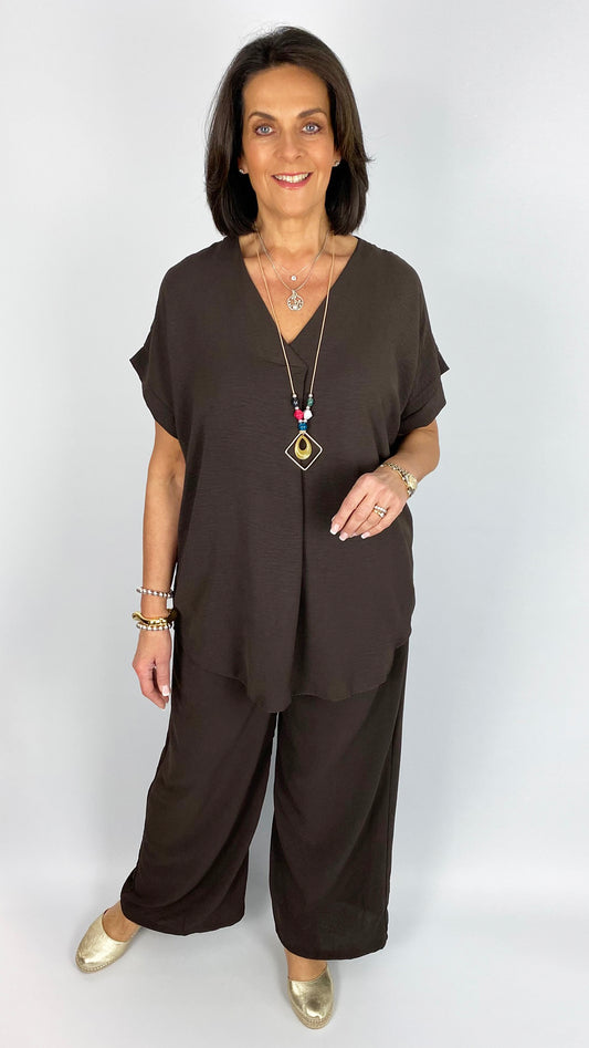 Crepe feel v-neck top & wide-leg trouser set | 5 Colours | back in!