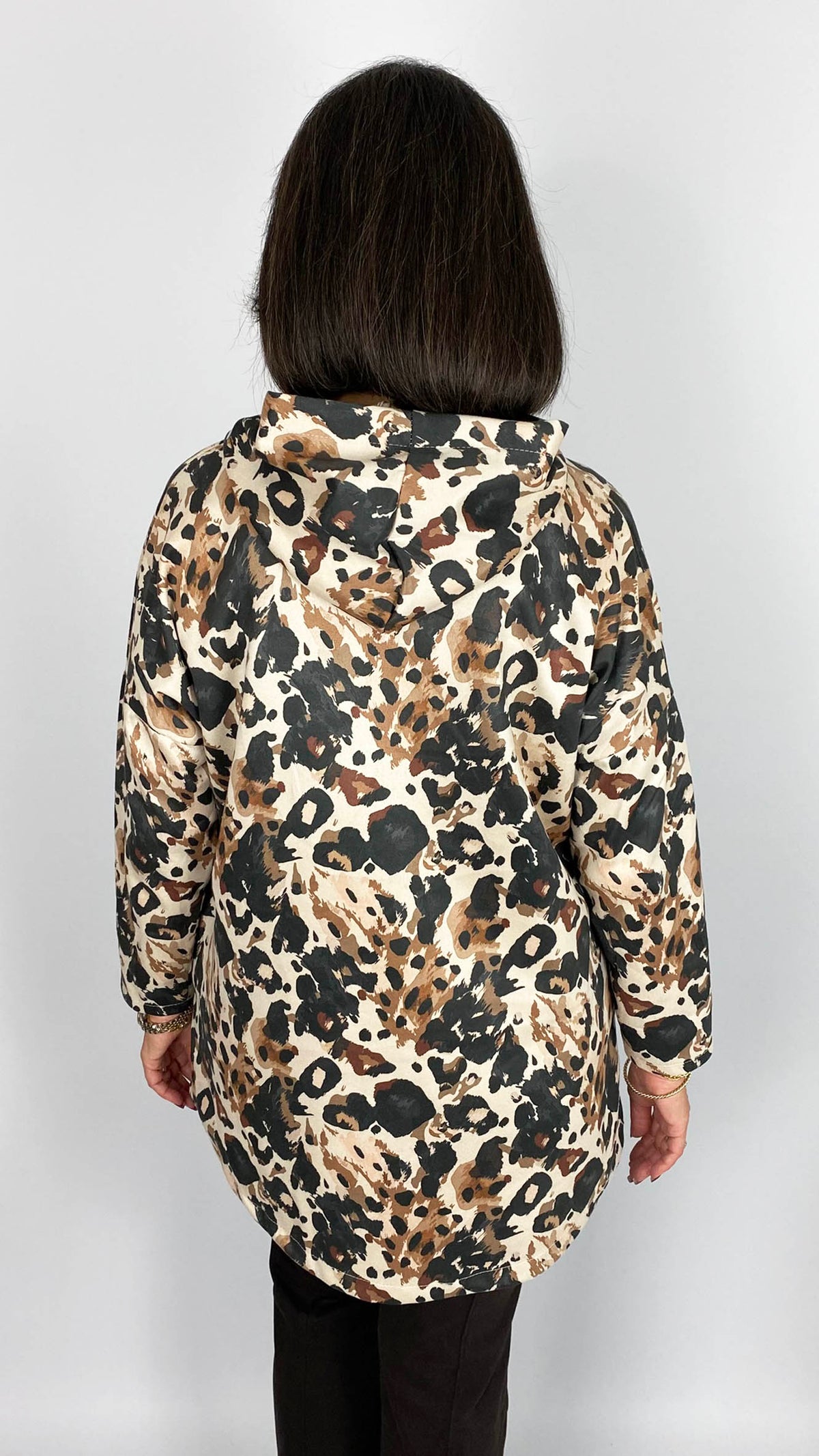 Print suedette-feel hooded jacket | 4 Colours