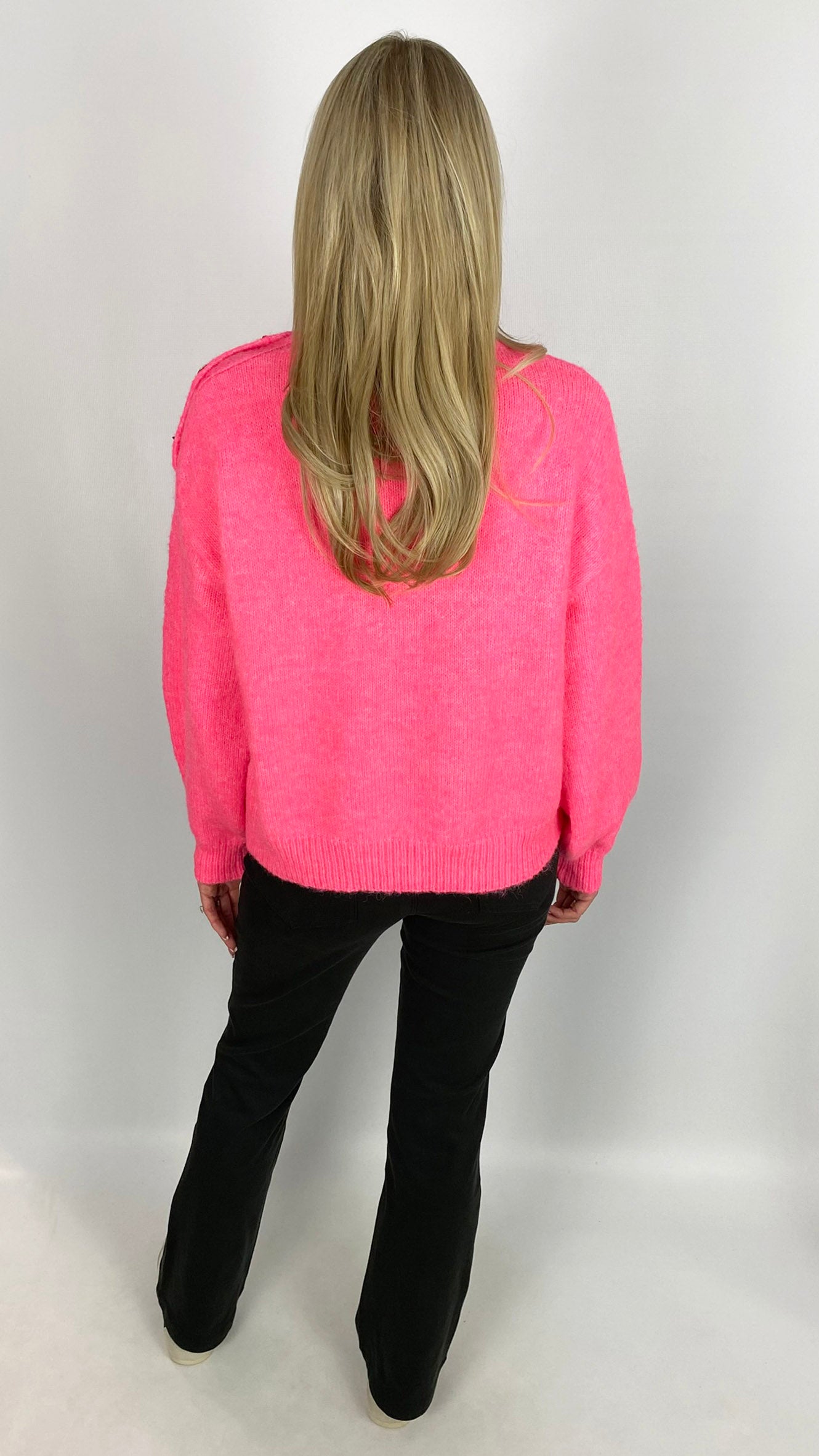 Gold fancy button shoulder funnel neck jumper | 3 Colours