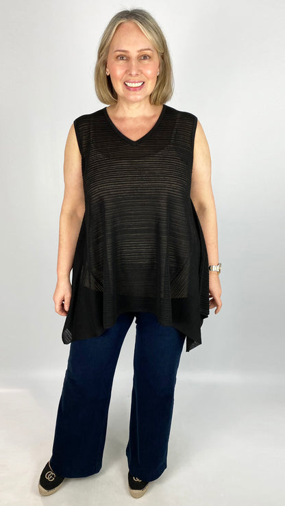 Ribbed dipped side v-neck top by Malissa J (2 Colours)