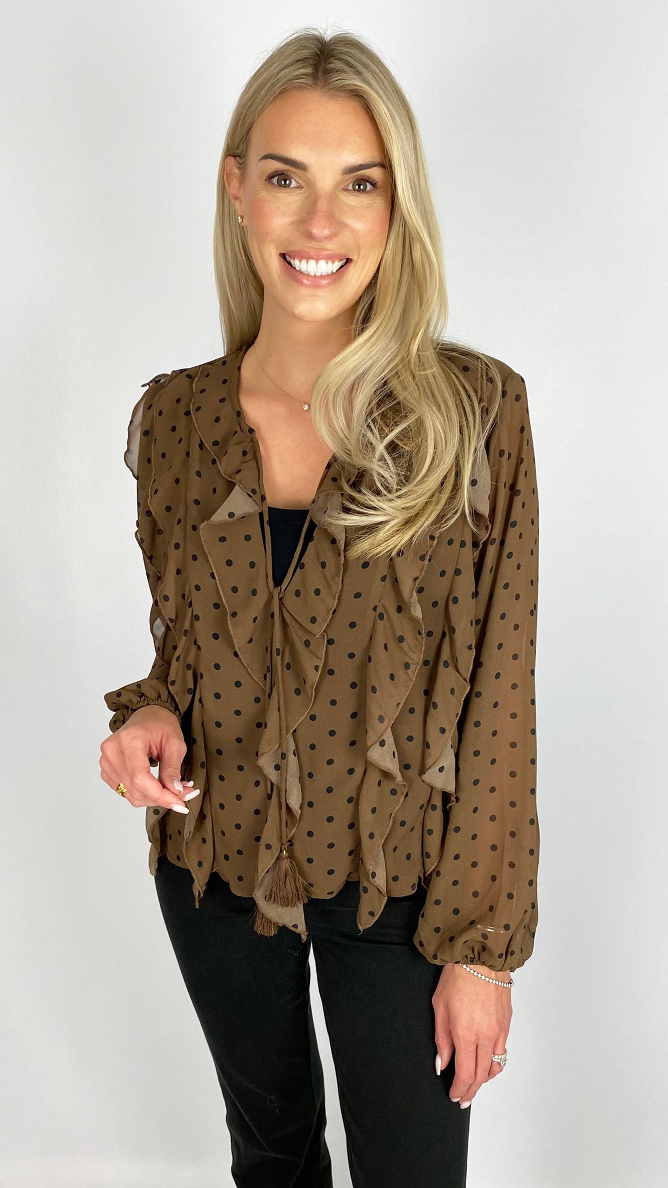 Tie-or-not ruffle polka dot blouse | 3 Colours