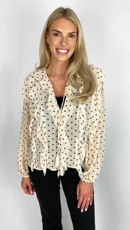 Tie-or-not ruffle polka dot blouse | 3 Colours