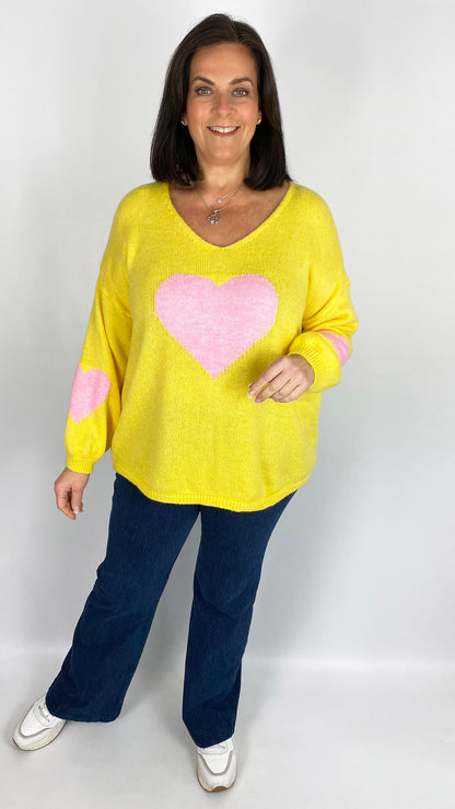 Contrast heart v-neck jumper (5 Colours)