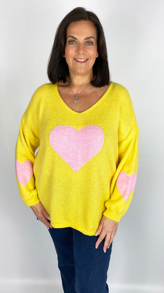 Contrast heart v-neck jumper (5 Colours)