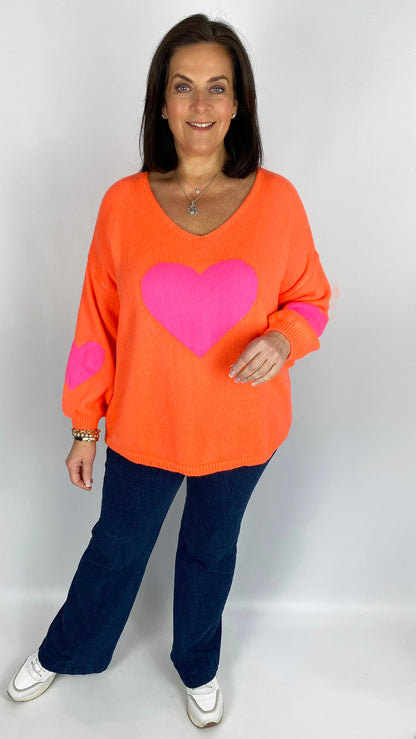 Contrast heart v-neck jumper (5 Colours)