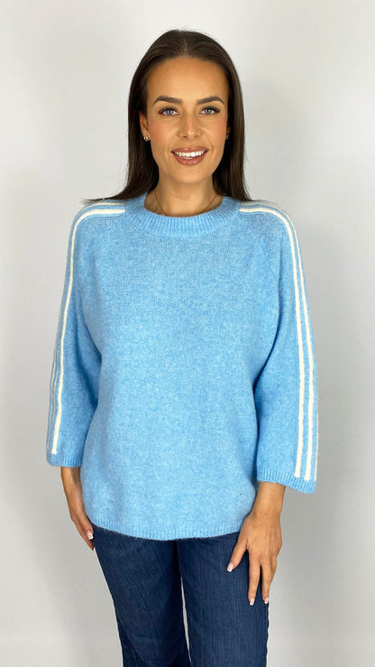 Cosy-feel stripe 7/8 sleeve jumper | 5 Colours