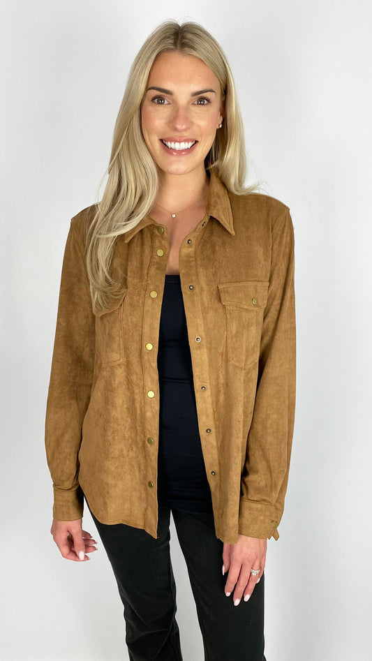 Suedette shacket | Tan