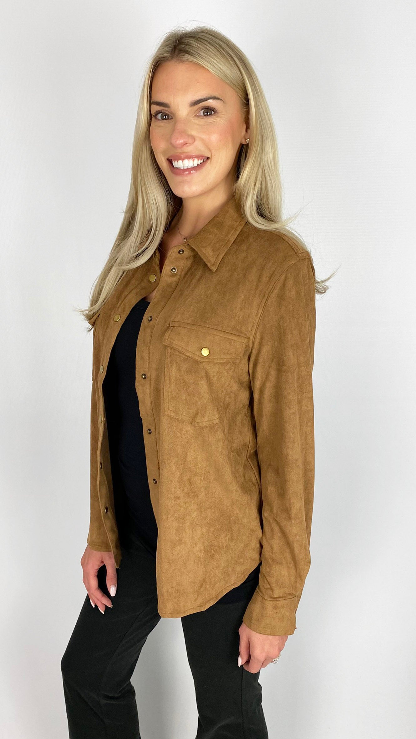 Suedette shacket | Tan