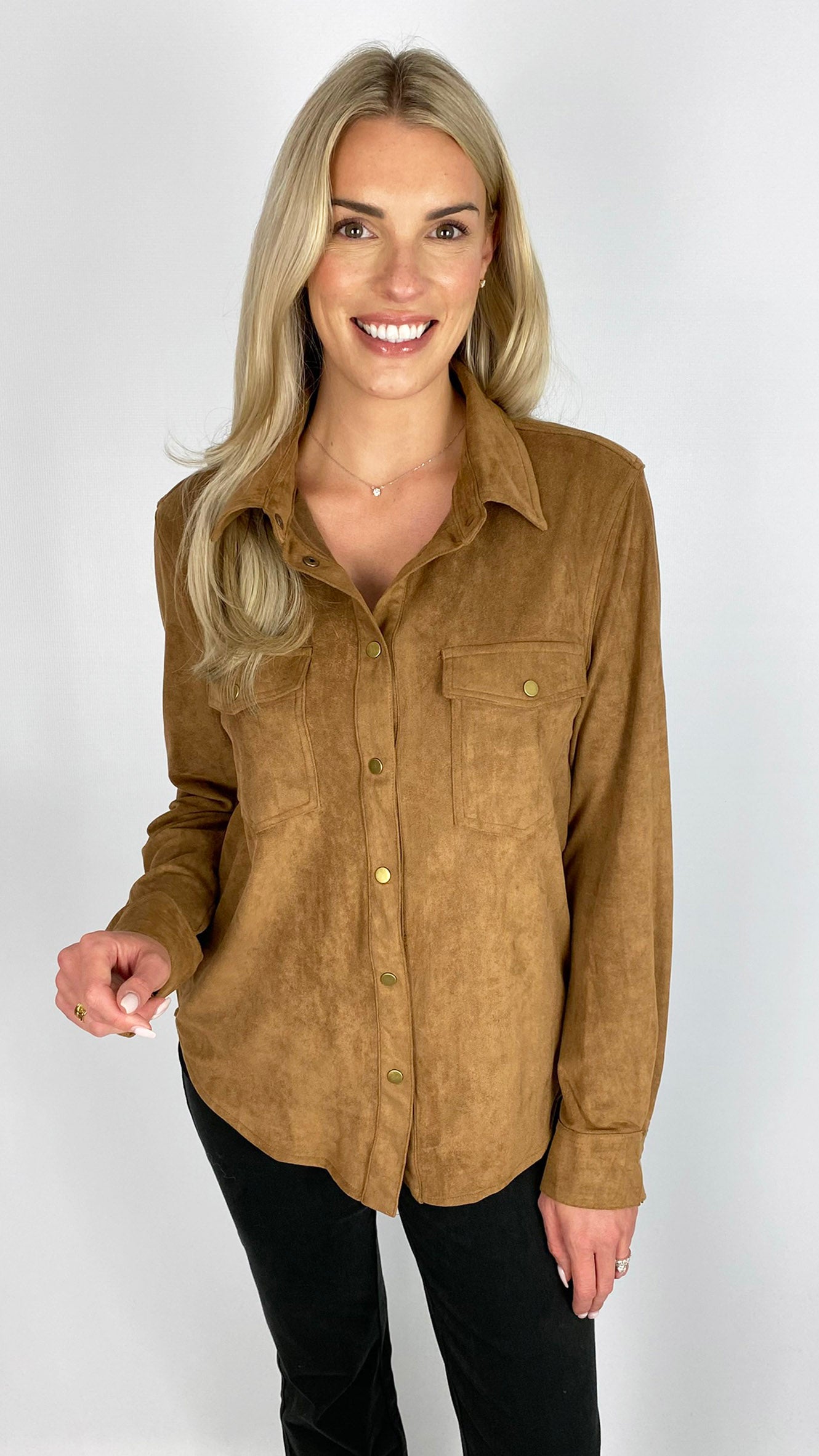 Suedette shacket | Tan