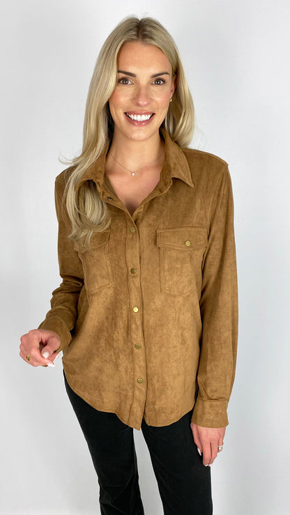 Suedette shacket | Tan