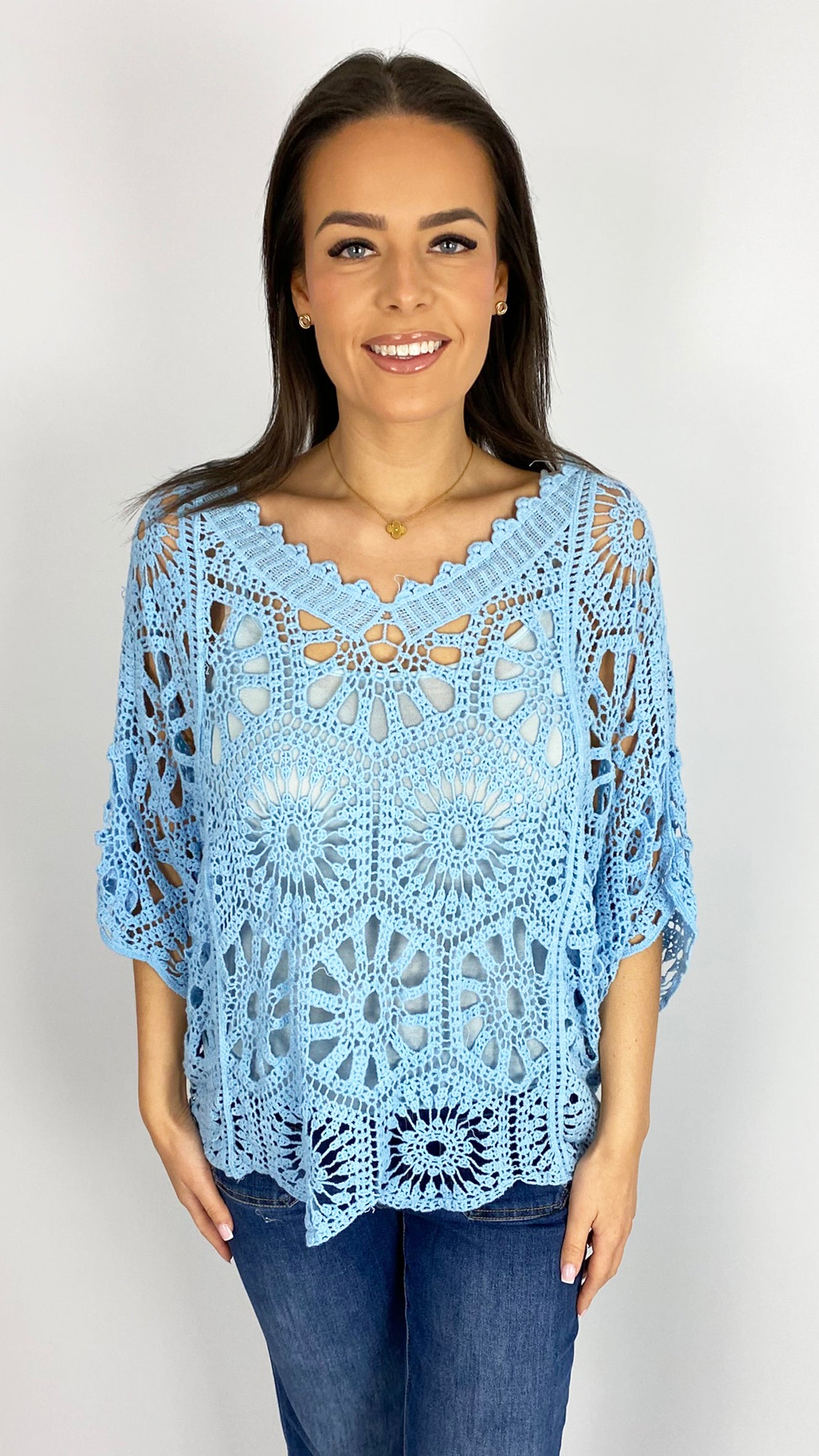 Crochet v front & back top w/ cami | 4 Colours