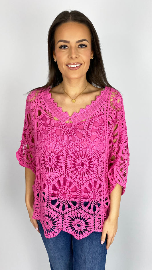 Crochet v front & back top w/ cami | 4 Colours