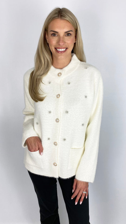Embellished brushed knit jacket | 2 colours