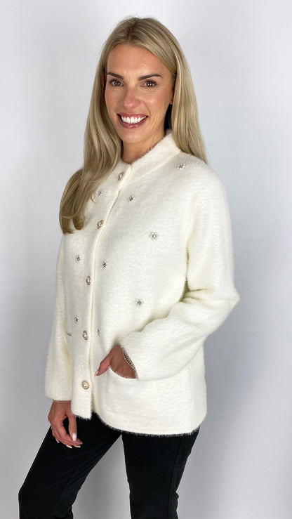 Embellished brushed knit jacket | 2 colours