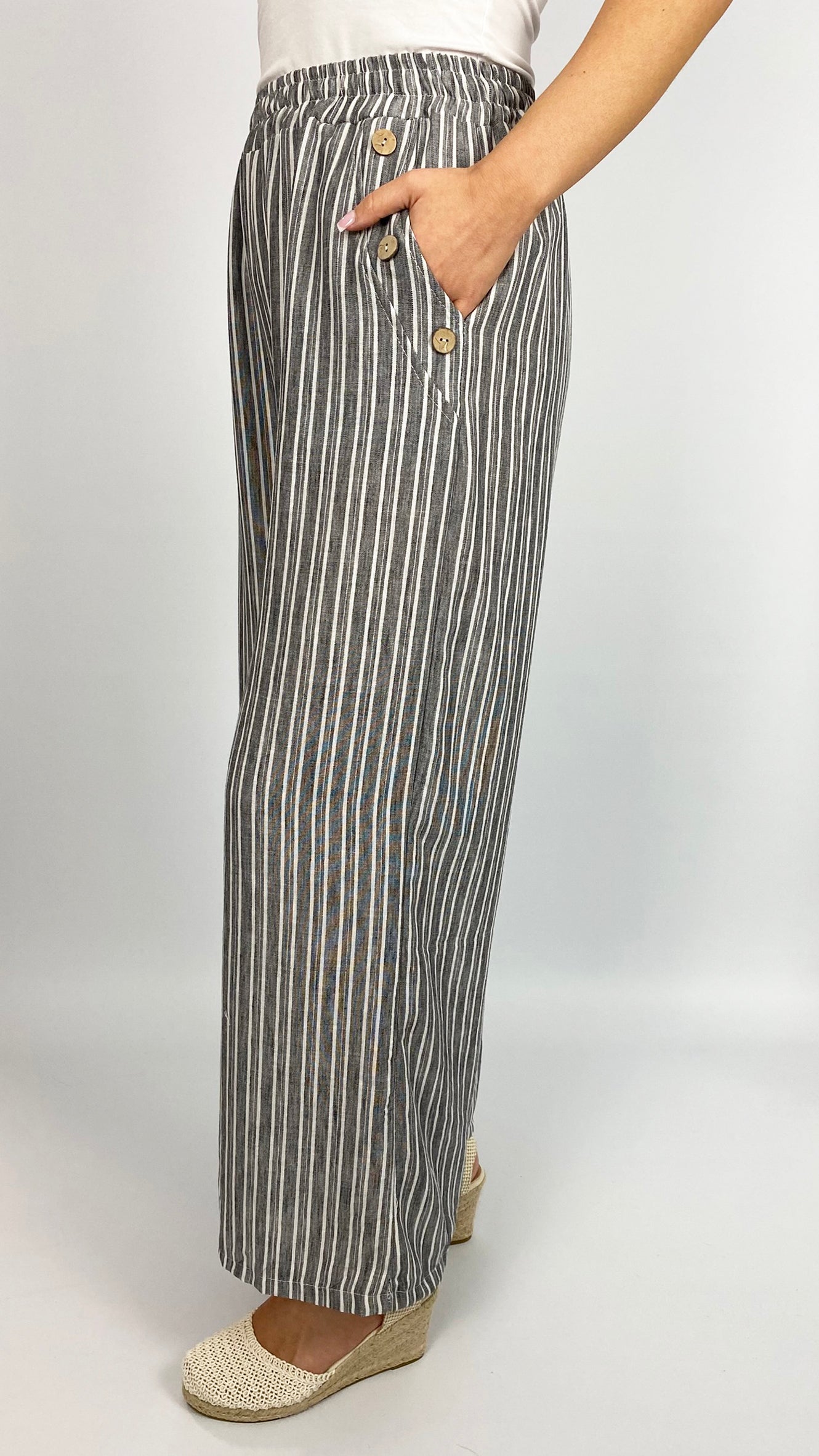 Cotton wide-leg stripe pants | 5 Colours