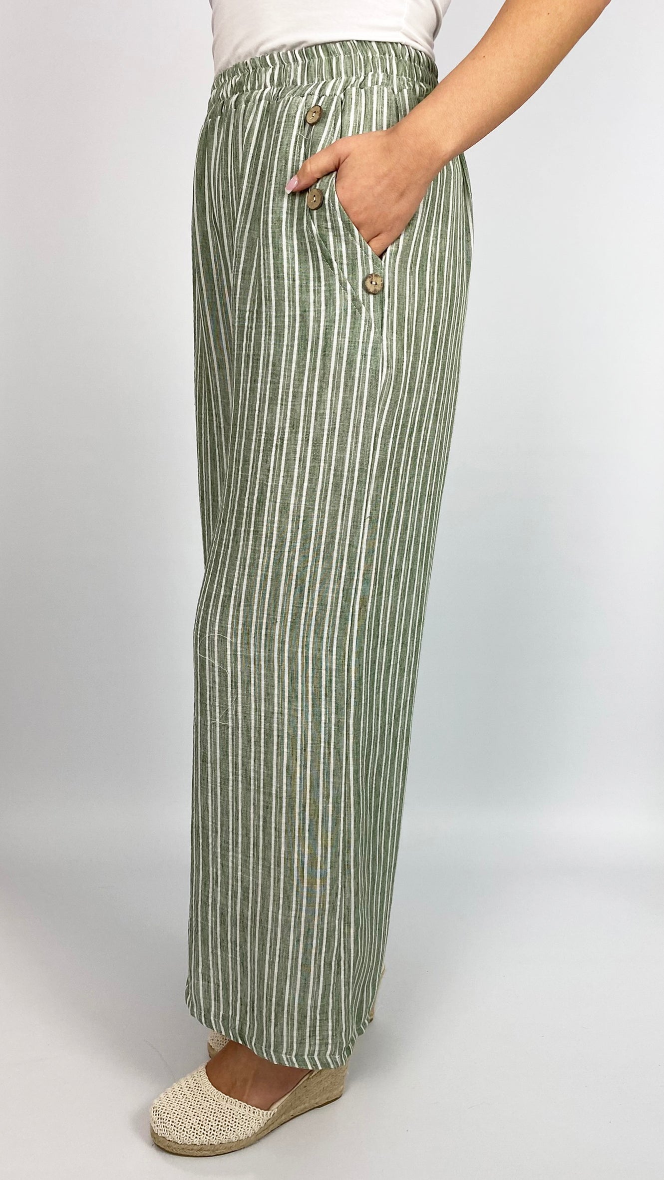 Cotton wide-leg stripe pants | 5 Colours