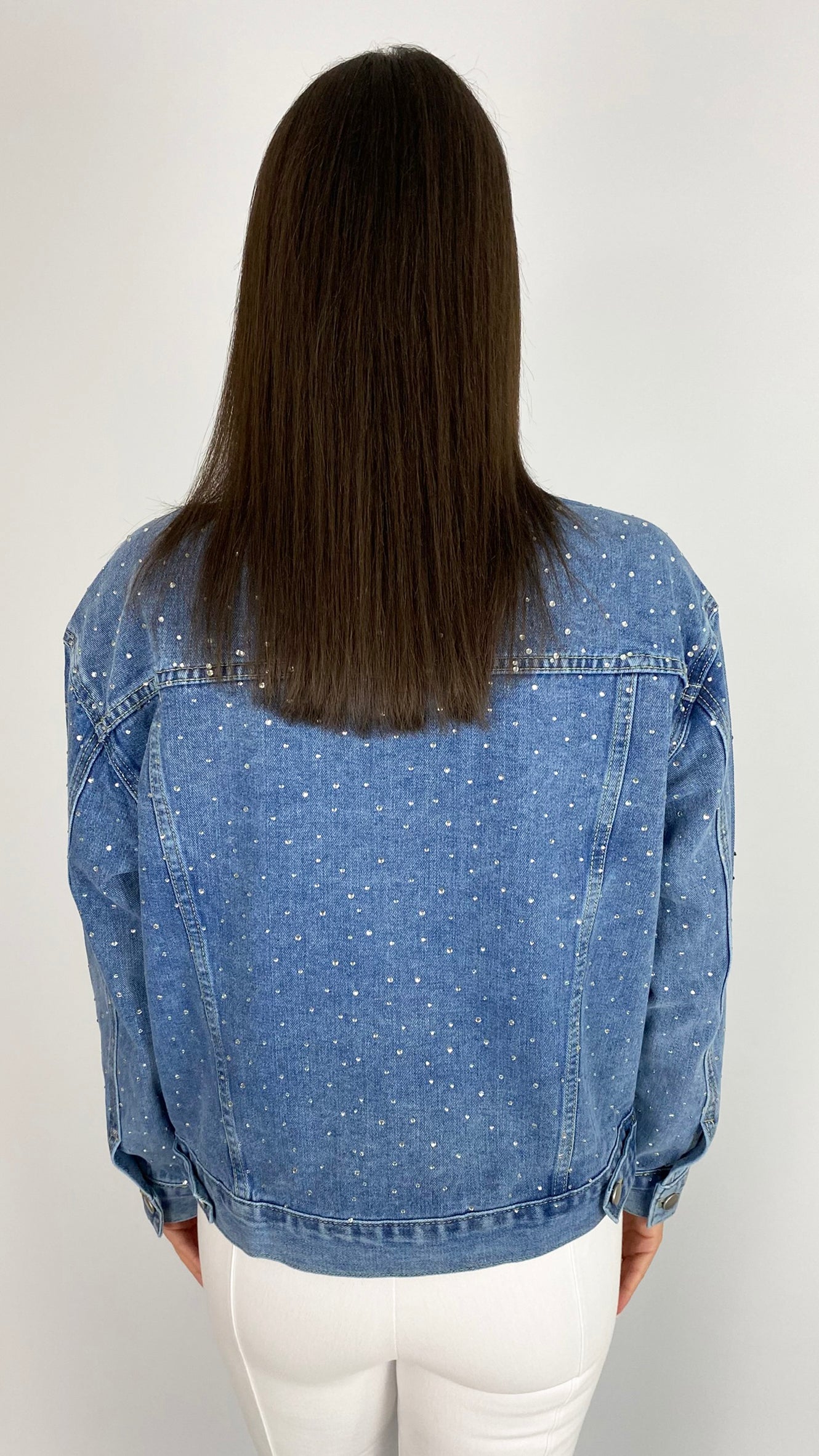 Scattered rhinestone denim jacket | Mid Denim | 2 Sizes