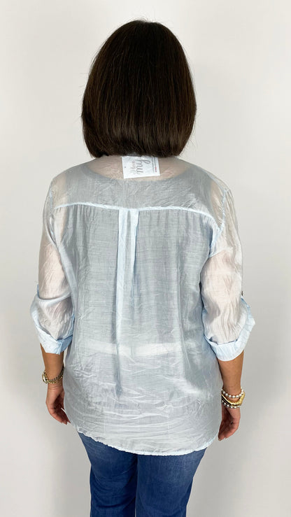 Tencel tie-or-not collarless shirt | 5 Colours