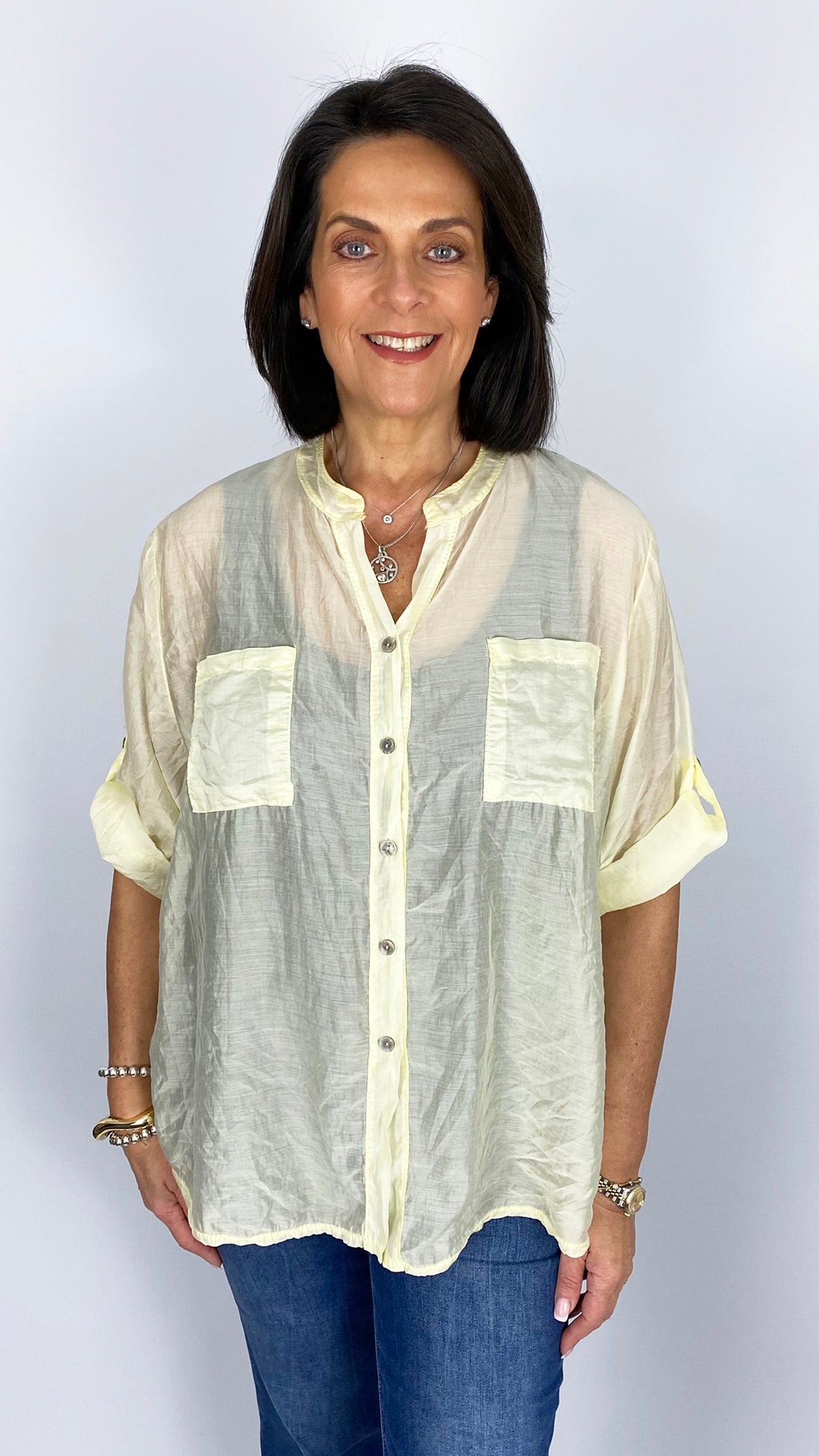 Tencel tie-or-not collarless shirt | 5 Colours