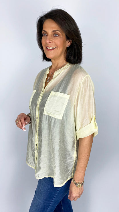 Tencel tie-or-not collarless shirt | 5 Colours