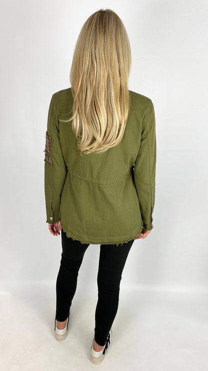 Military style embellished denim jacket | 2 Colours