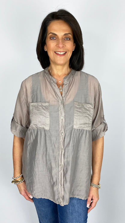 Tencel tie-or-not collarless shirt | 5 Colours