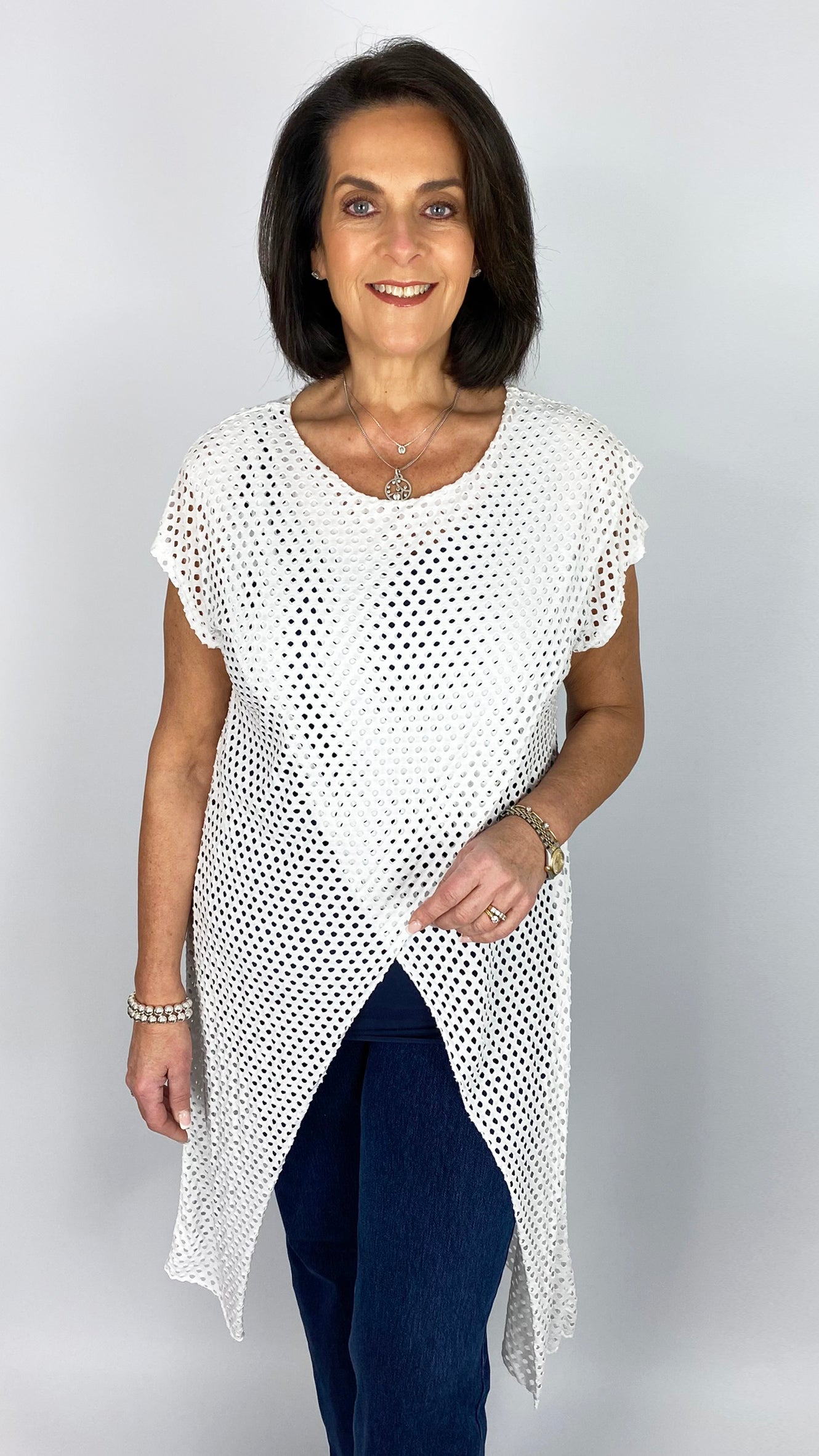 Laser-cut stretchy crossover top | 6 Colours
