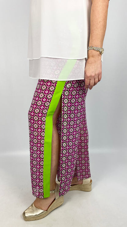 Contrast stripe side slit trouser by Malissa J (Pink Circles)