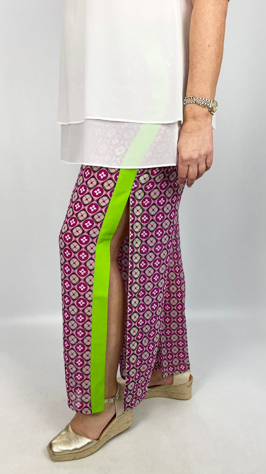 Contrast stripe side slit trouser by Malissa J (Pink Circles)