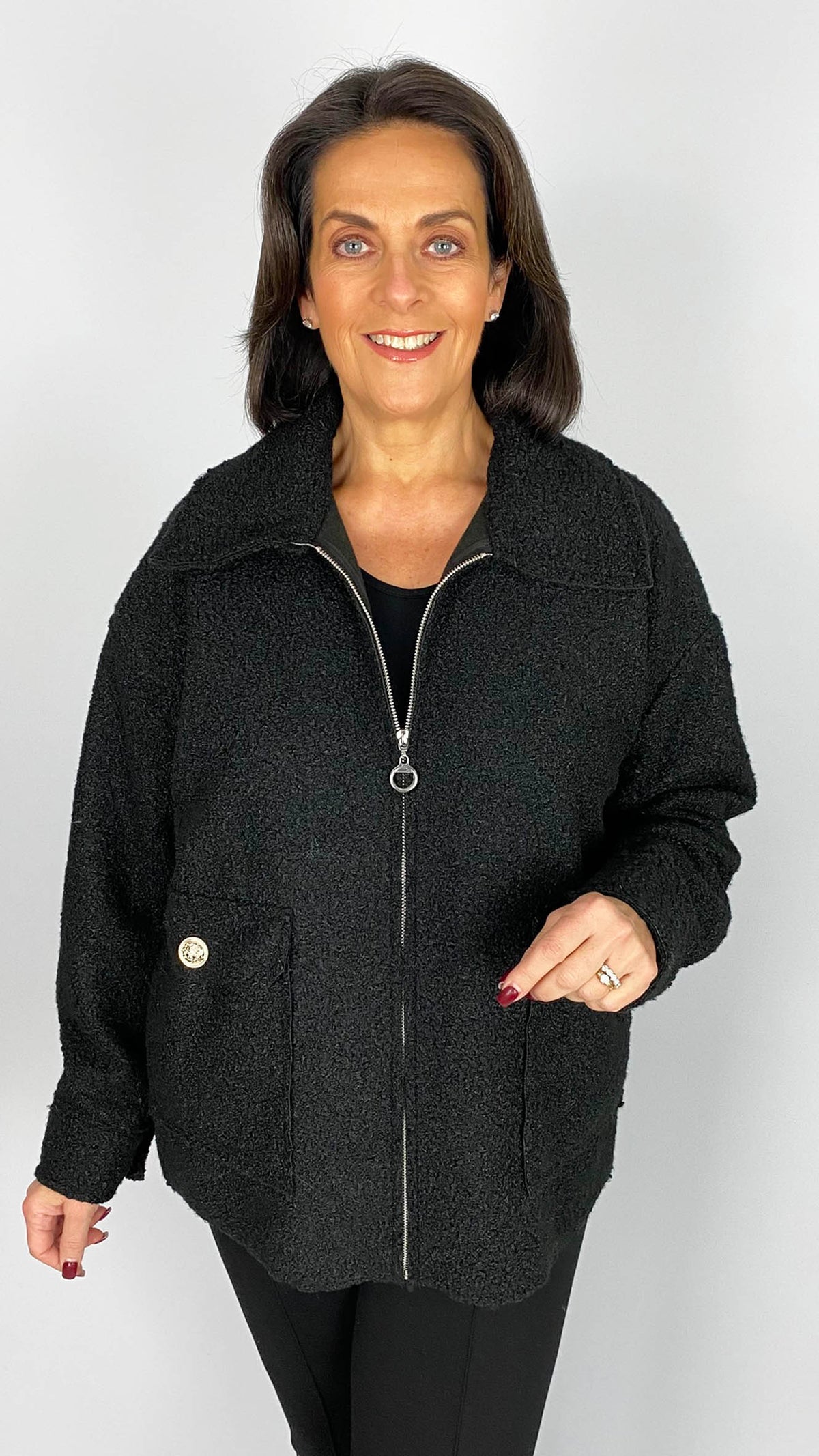 Boucle zip-through jacket | 3 Colours