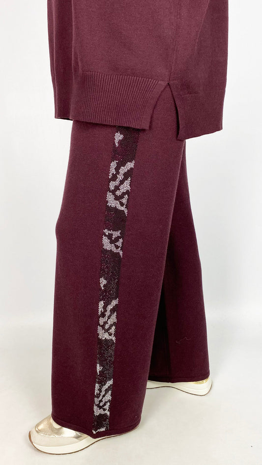 Animal stud detail knitted wide-leg trouser | 3 Colours | by Malissa J