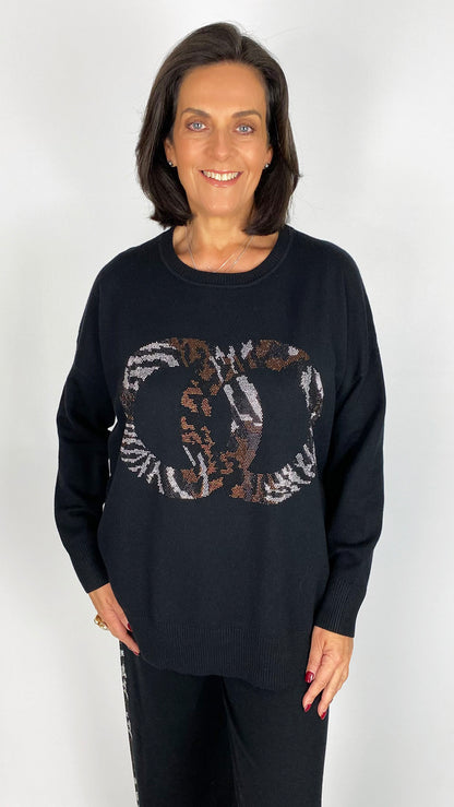 Animal stud circle knitted jumper | 3 Colours | by Malissa J