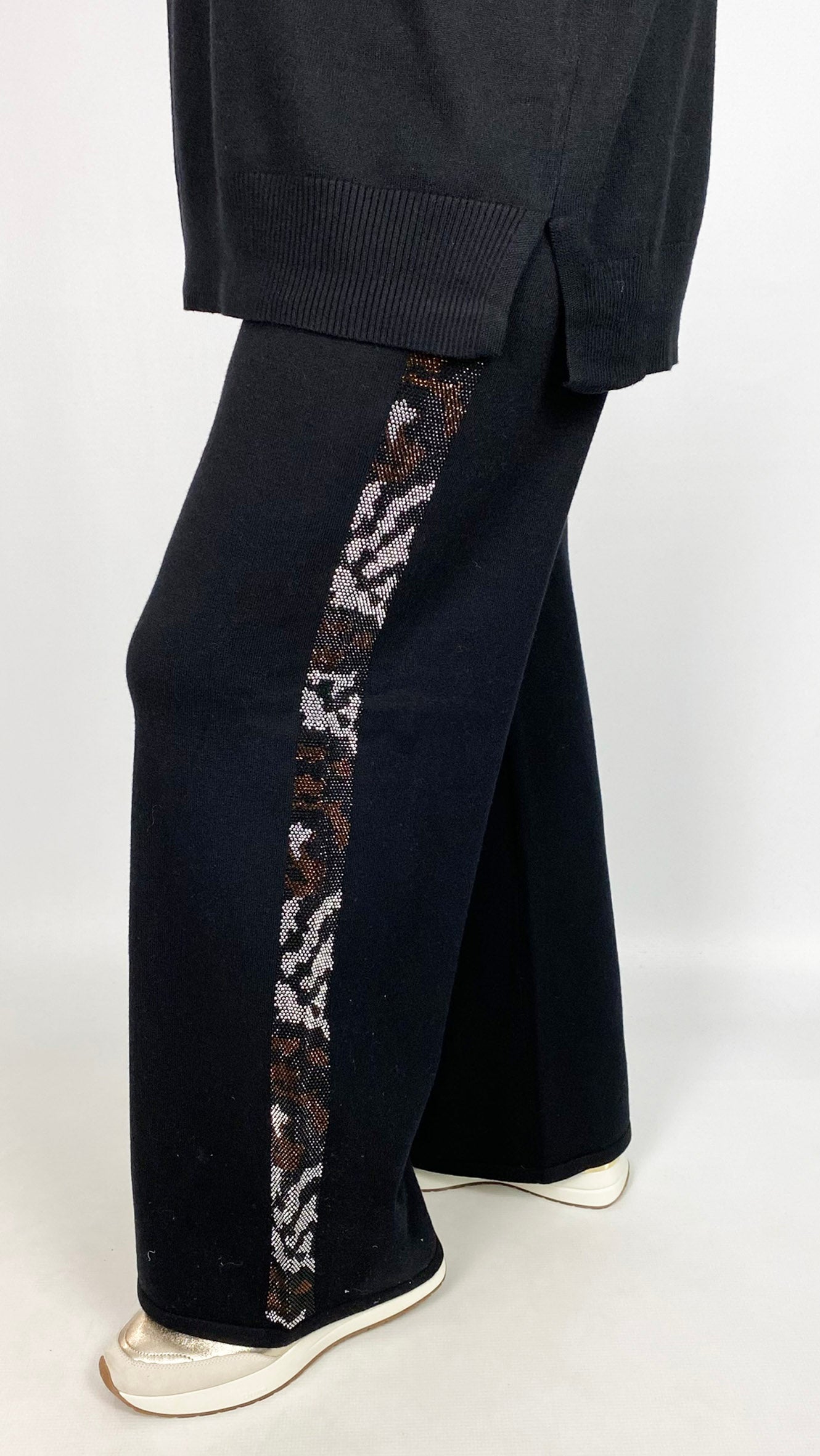 Animal stud detail knitted wide-leg trouser | 3 Colours | by Malissa J