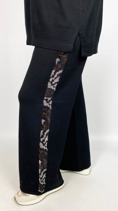 Animal stud detail knitted wide-leg trouser | 3 Colours | by Malissa J