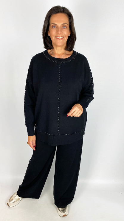 Knitted pull-on studded trouser | 2 Colours | by Malissa J