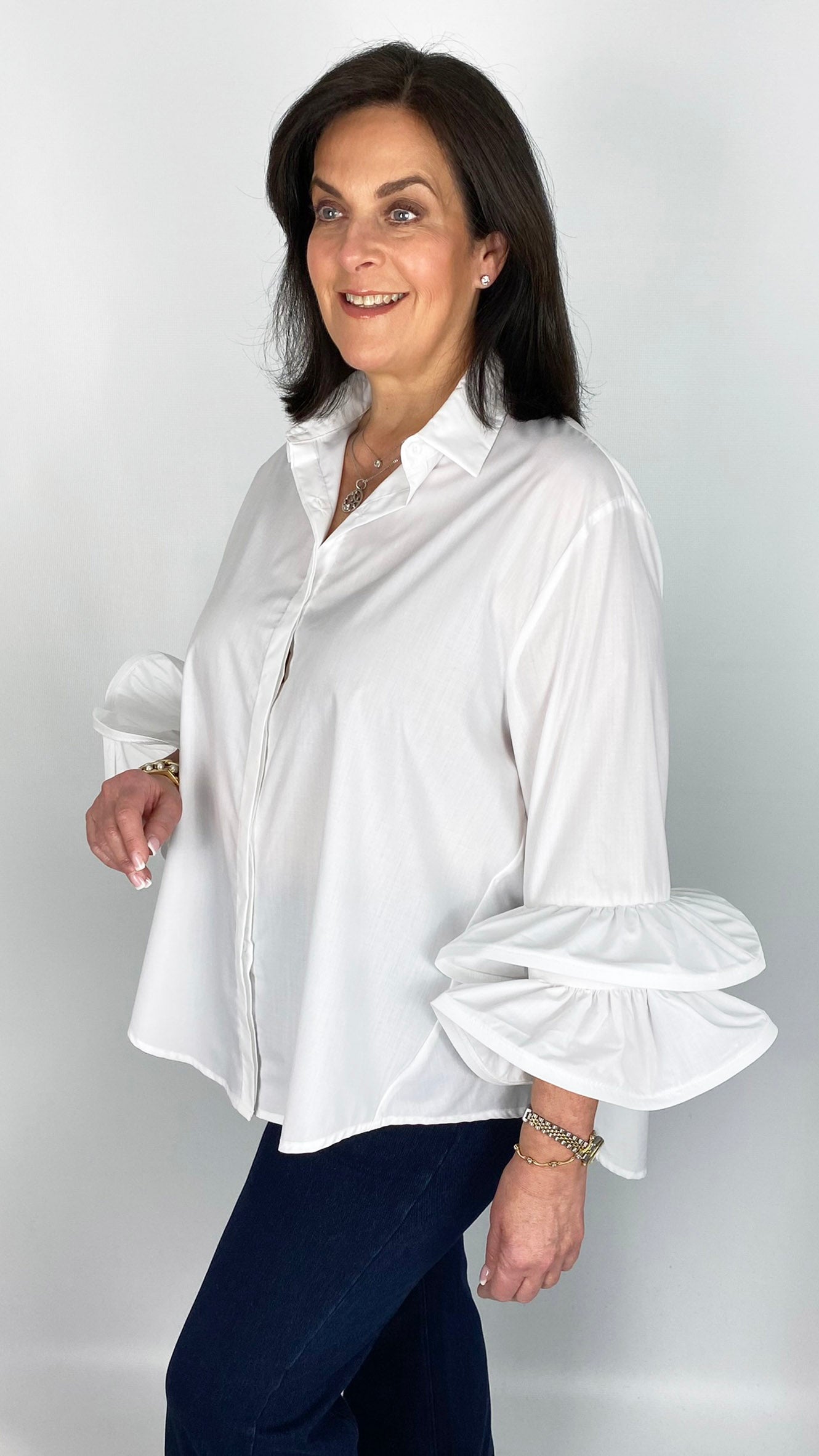 Double-Frill Sleeve Shirt | 2 Colours | by Malissa J