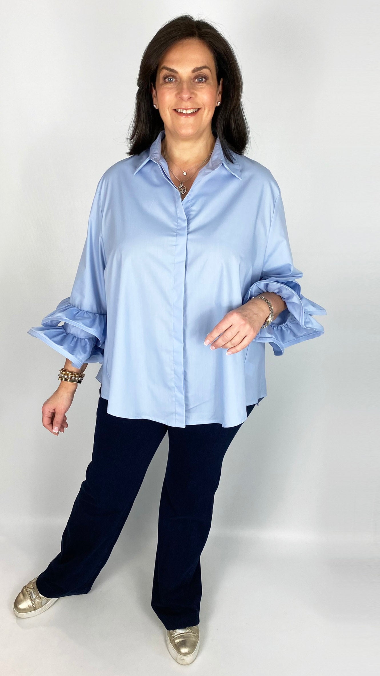 Double-Frill Sleeve Shirt | 2 Colours | by Malissa J