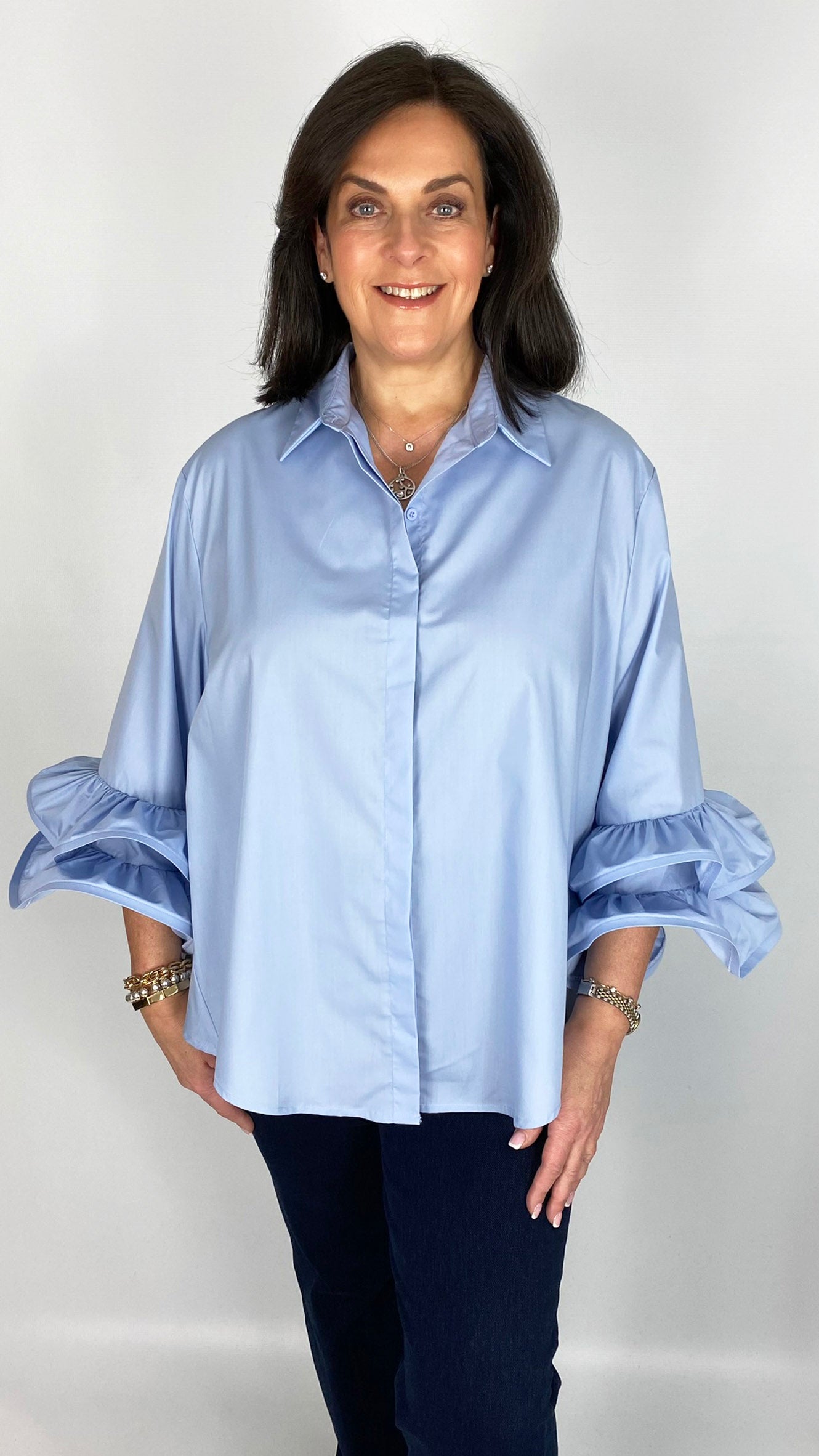 Double-Frill Sleeve Shirt | 2 Colours | by Malissa J