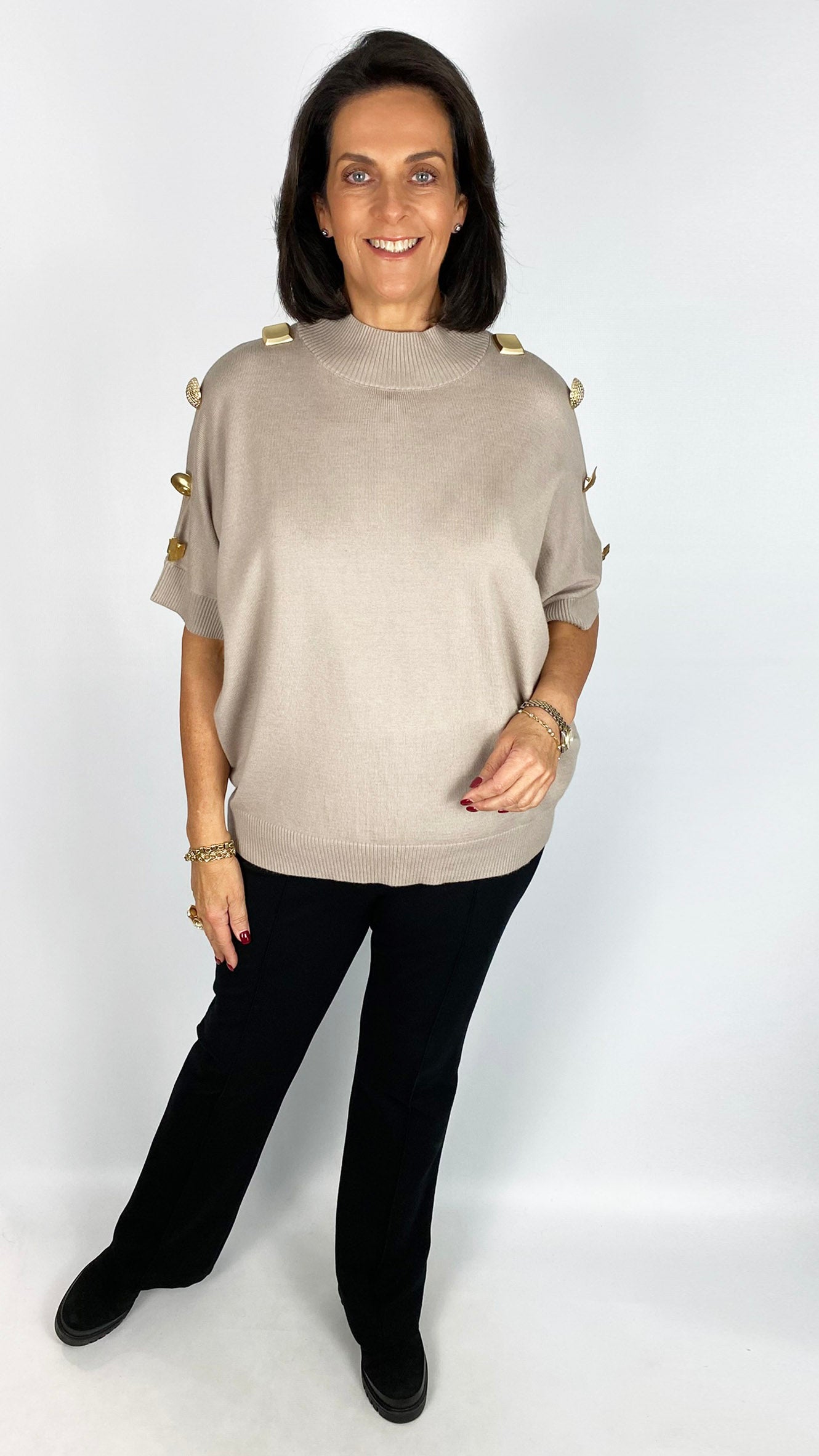 Statement button high-neck jumper | 2 Colours | by Malissa J