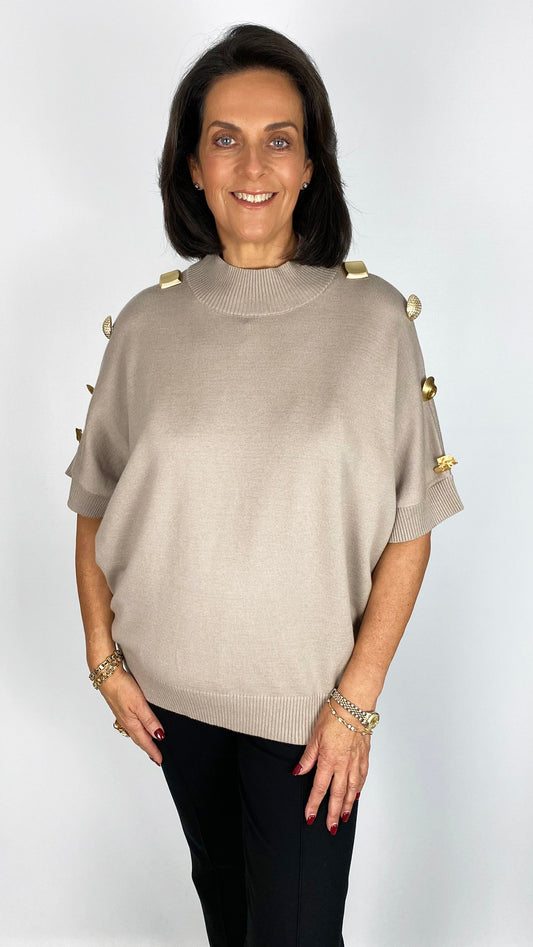 Statement button high-neck jumper | 2 Colours | by Malissa J
