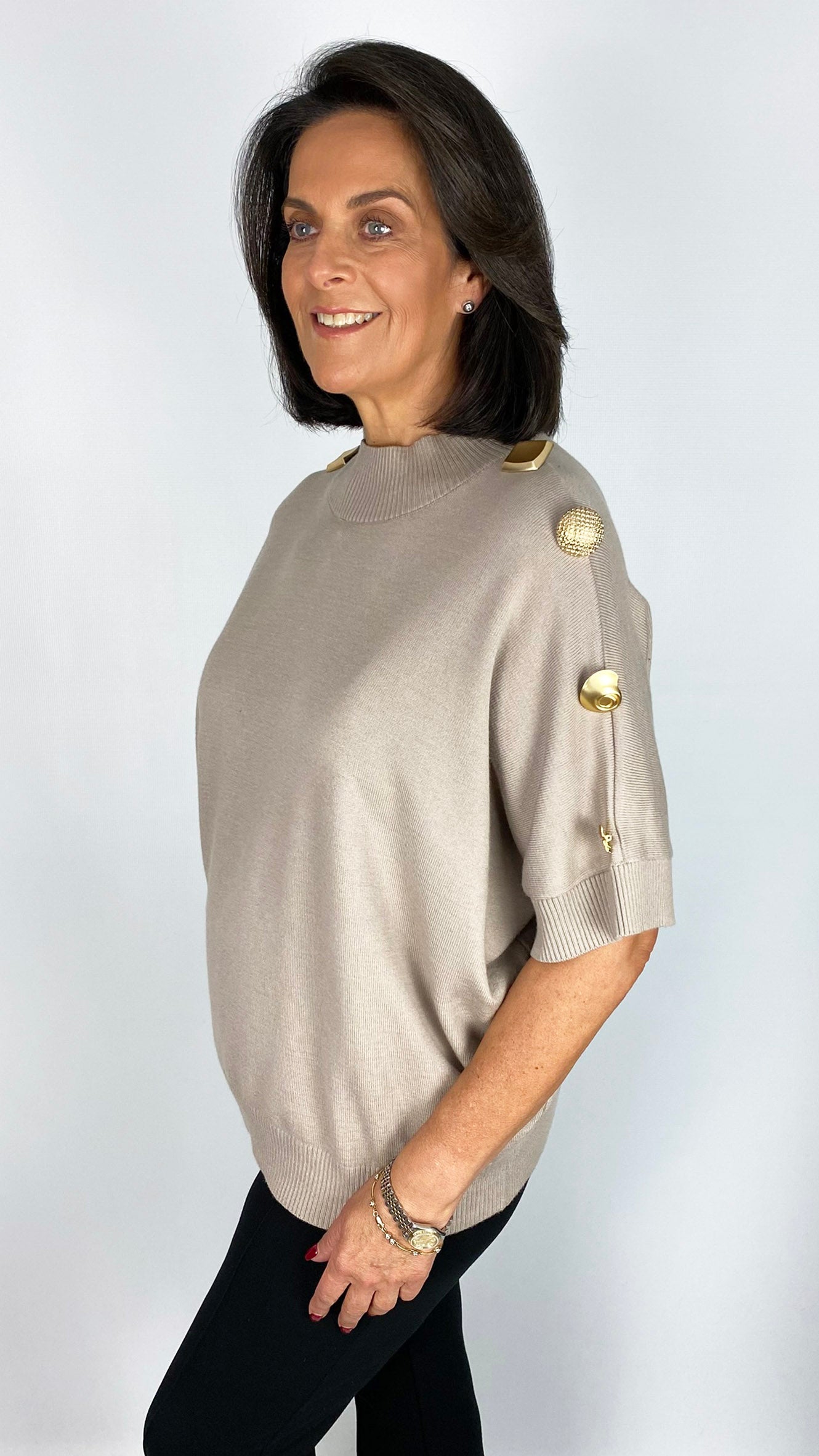 Statement button high-neck jumper | 2 Colours | by Malissa J