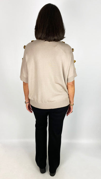 Statement button high-neck jumper | 2 Colours | by Malissa J