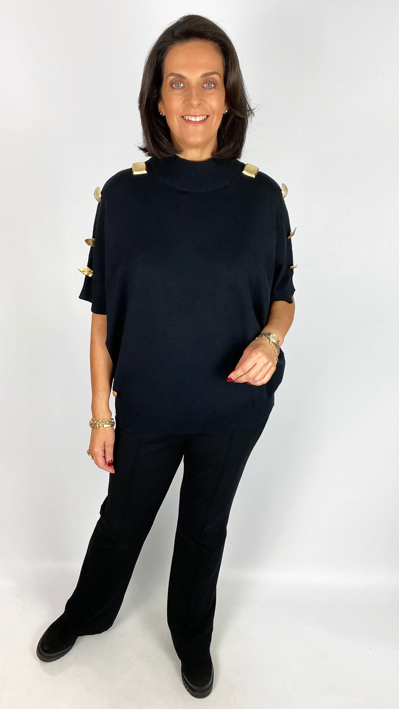 Statement button high-neck jumper | 2 Colours | by Malissa J