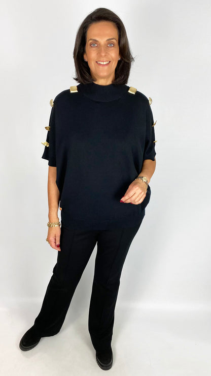 Statement button high-neck jumper | 2 Colours | by Malissa J