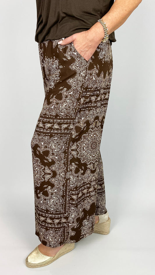 Paisley print lightweight wide-leg pants | 4 colours