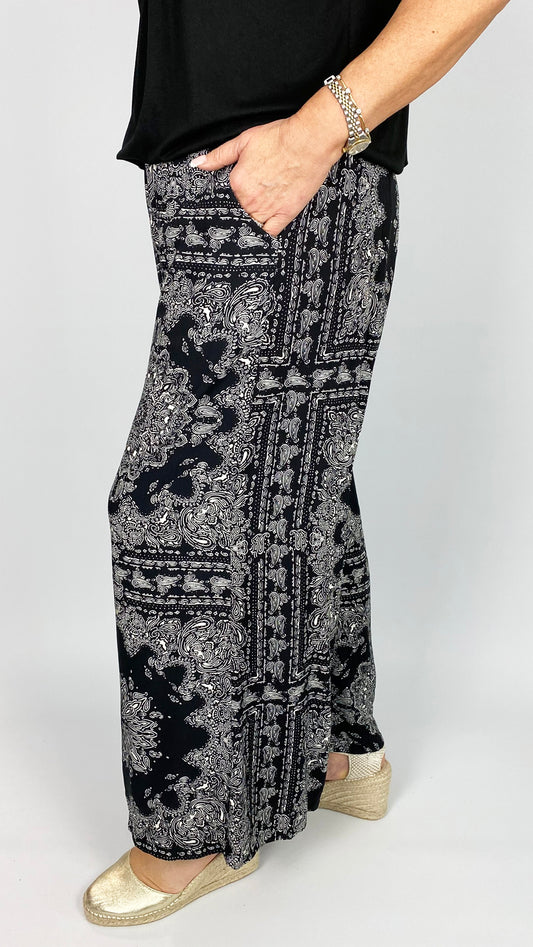 Paisley print lightweight wide-leg pants | 4 colours