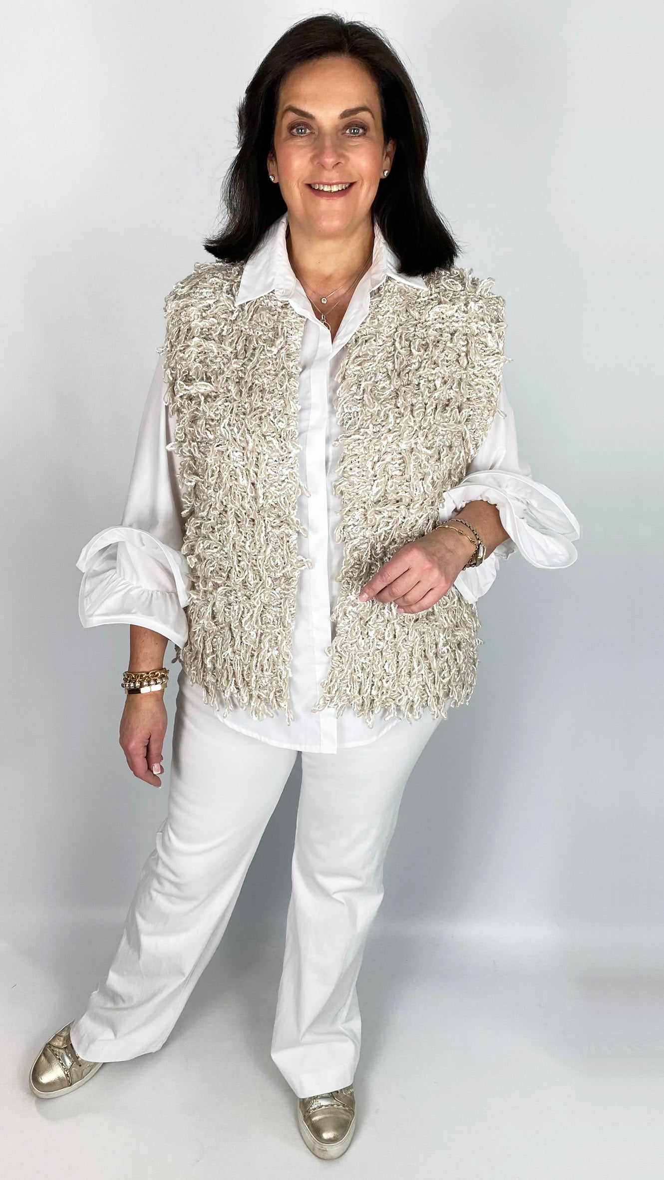 2-Tone Edge-to-edge Shaggy Looped Gilet | 2 Colours | by Malissa J