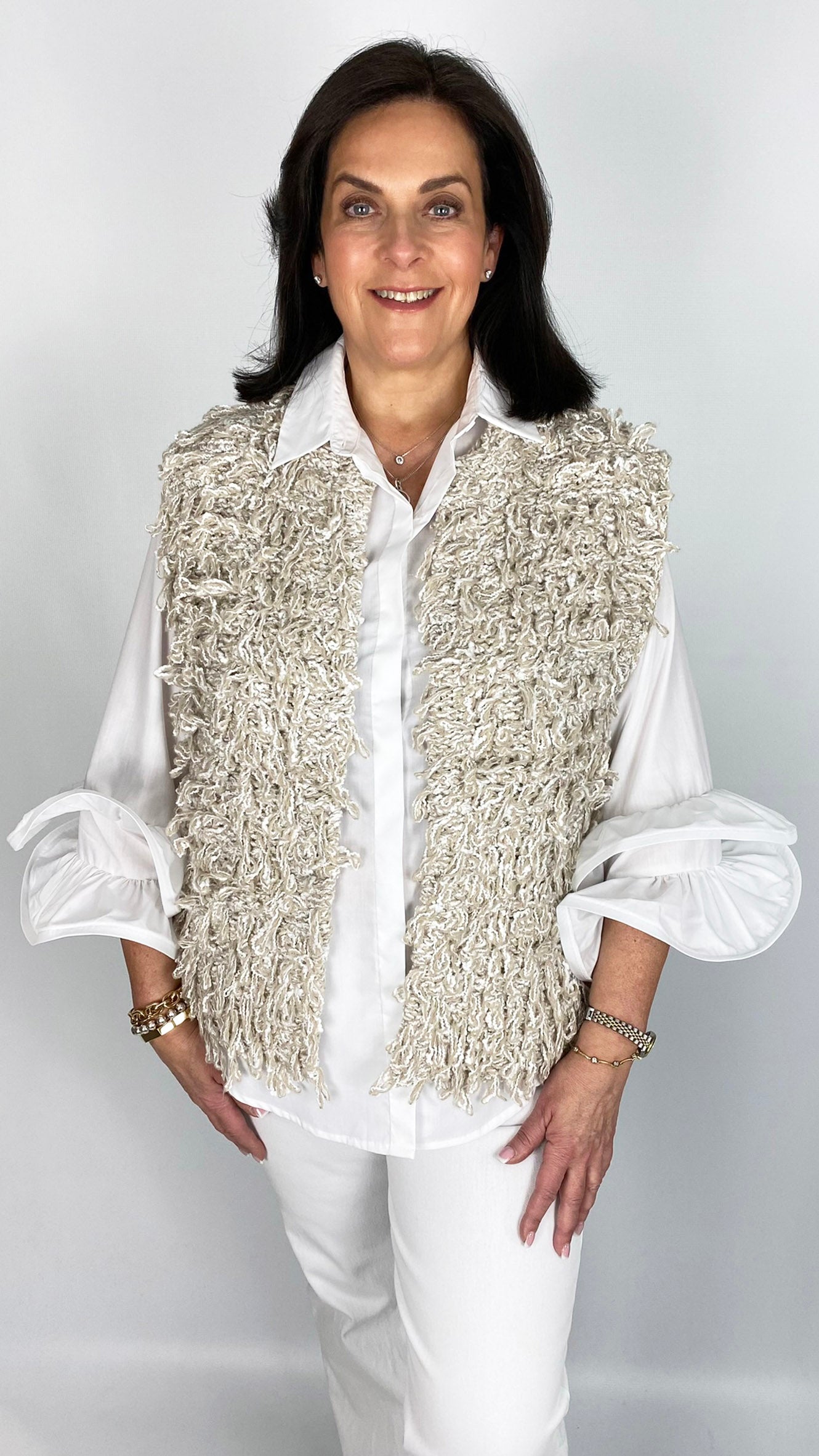 2-Tone Edge-to-edge Shaggy Looped Gilet | 2 Colours | by Malissa J